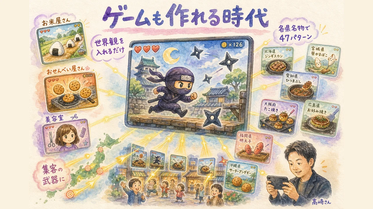 ミニゲームメーカー — ゲームも“世界観を入力するだけ”で広告になる