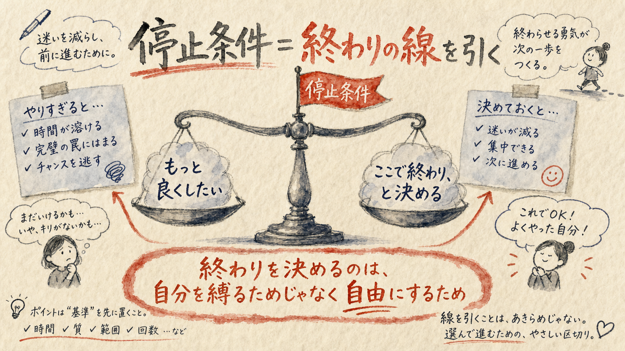停止条件＝終わりの線を引く