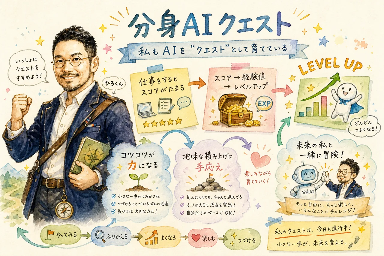 私もAIを『クエスト』として育てている——分身AIクエストでスコア・経験値・レベルアップ
