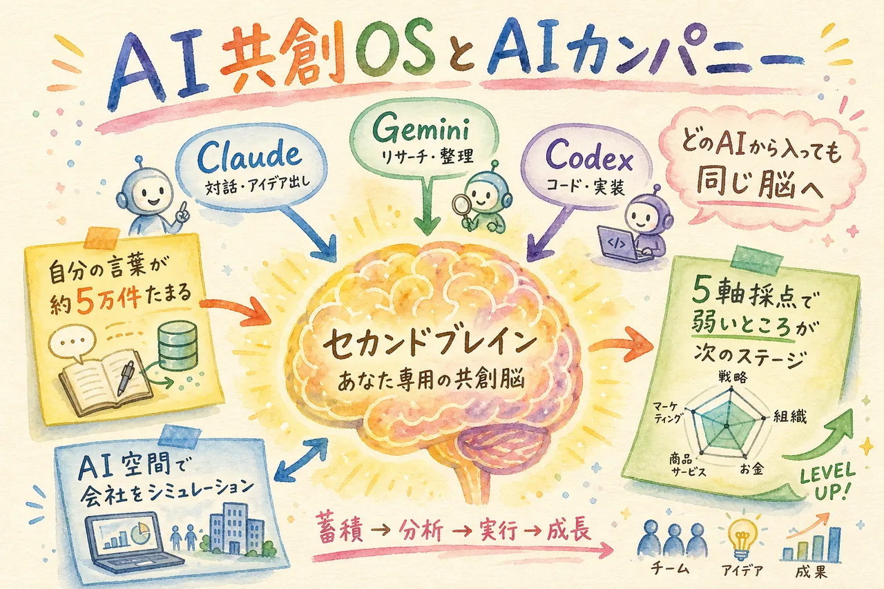 AI共創OSとAIカンパニー——どのAIから入っても同じセカンドブレインに繋がる仕組み