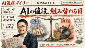 AI氣道デイリー 新聞風アイキャッチ 2026年6月4日 AIニュース