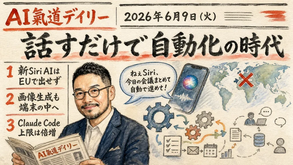 2026年6月9日 AI氣道デイリー 新聞風メインビジュアル