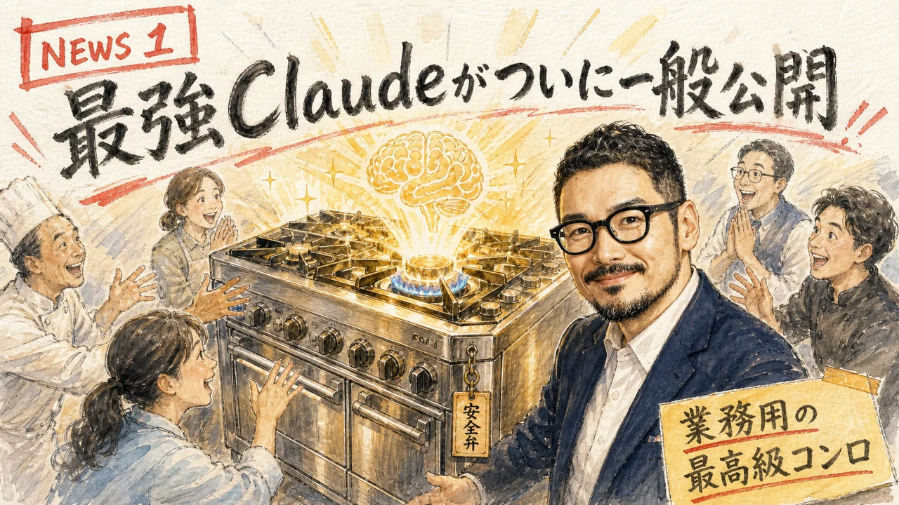 Claude Fable 5が一般公開されたことを解説するグラフィックレコーディング