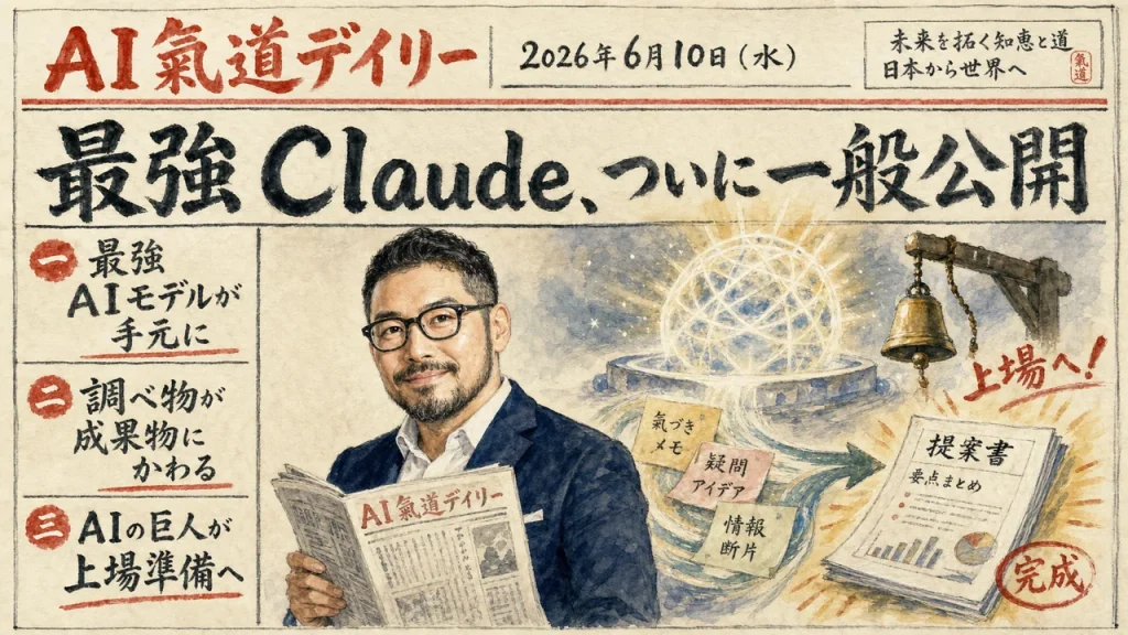 AI氣道デイリー新聞風アイキャッチ：最強Claude一般公開