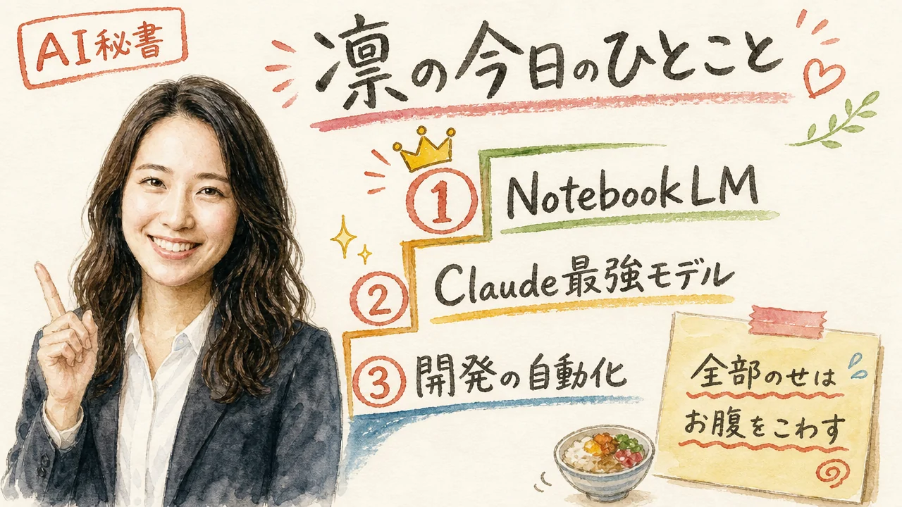 AI秘書の凛が今日の話題をまとめて優先順位を提案するグラフィックレコーディング