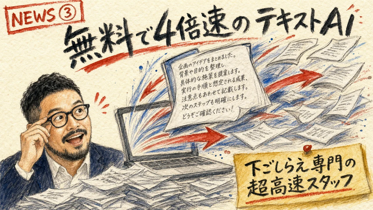 一文字ずつではなく一気に文章が浮かび上がる高速生成のグラレコ図解