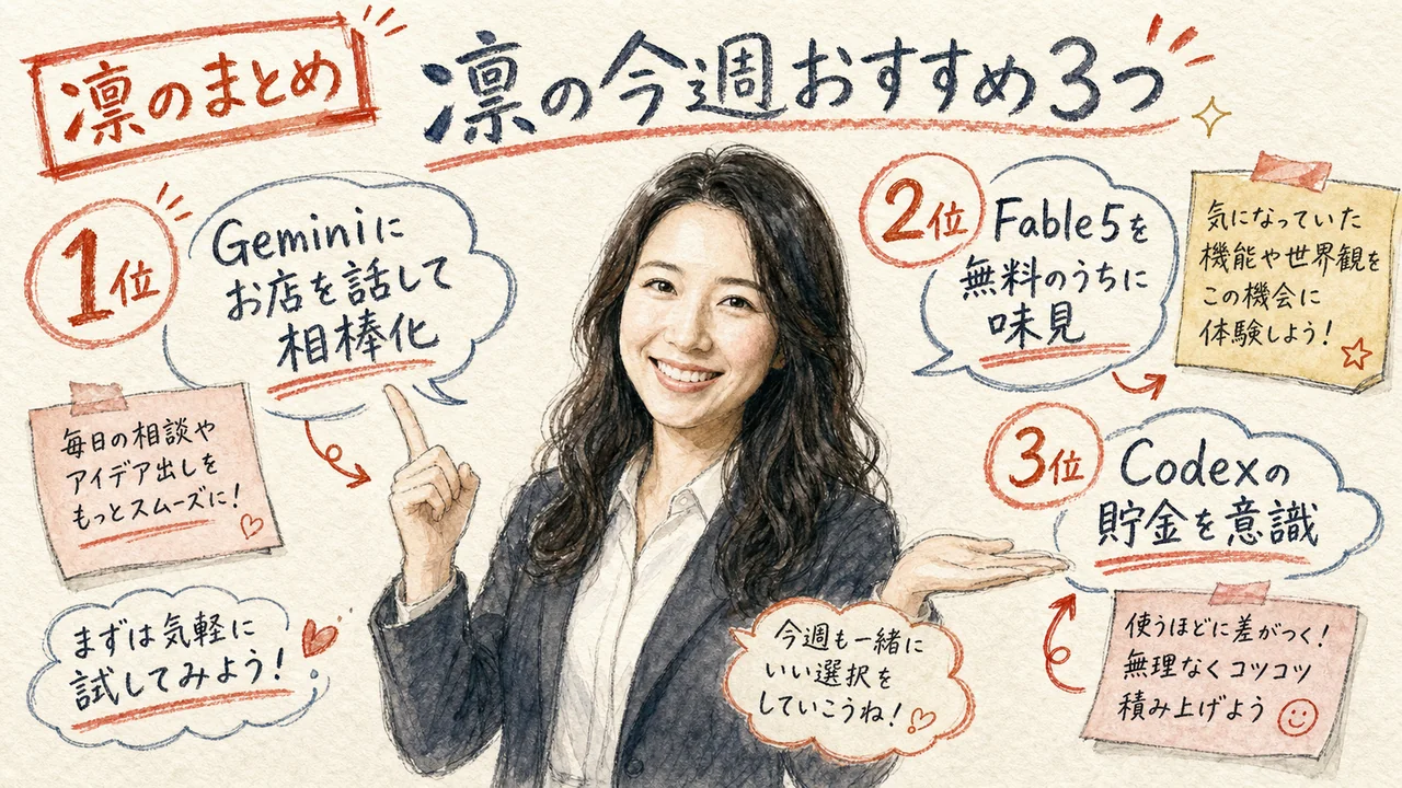 凛の今週のおすすめアクション3つ(図解)