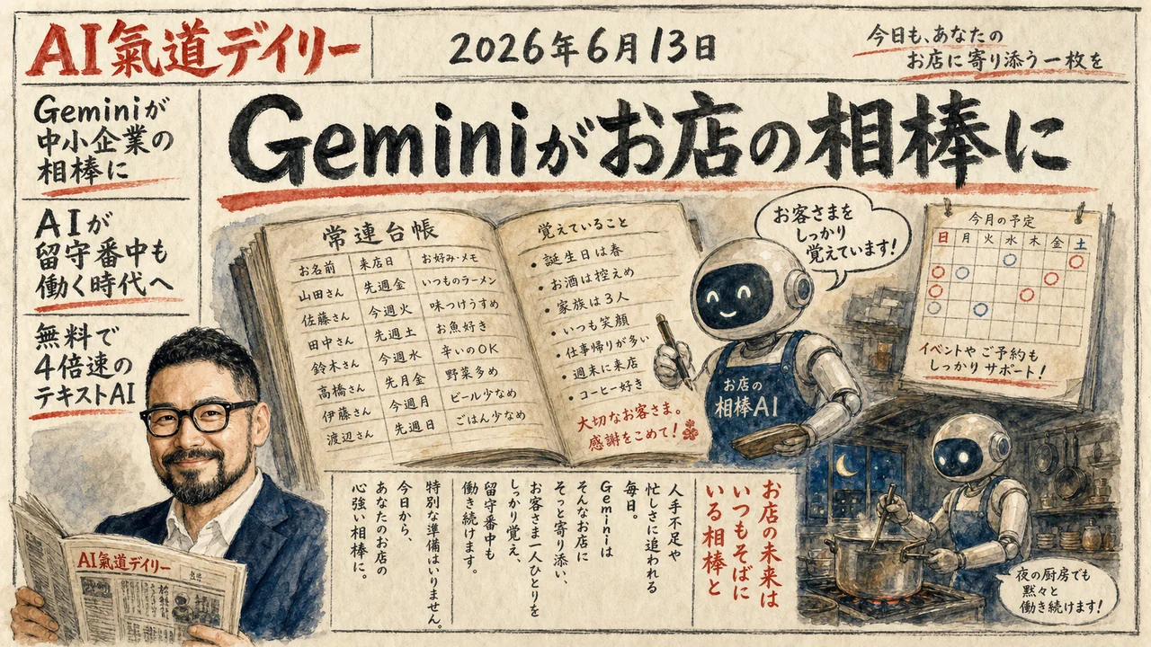 Geminiがお店の相棒になりAIが留守番中も働く時代のAIニュース