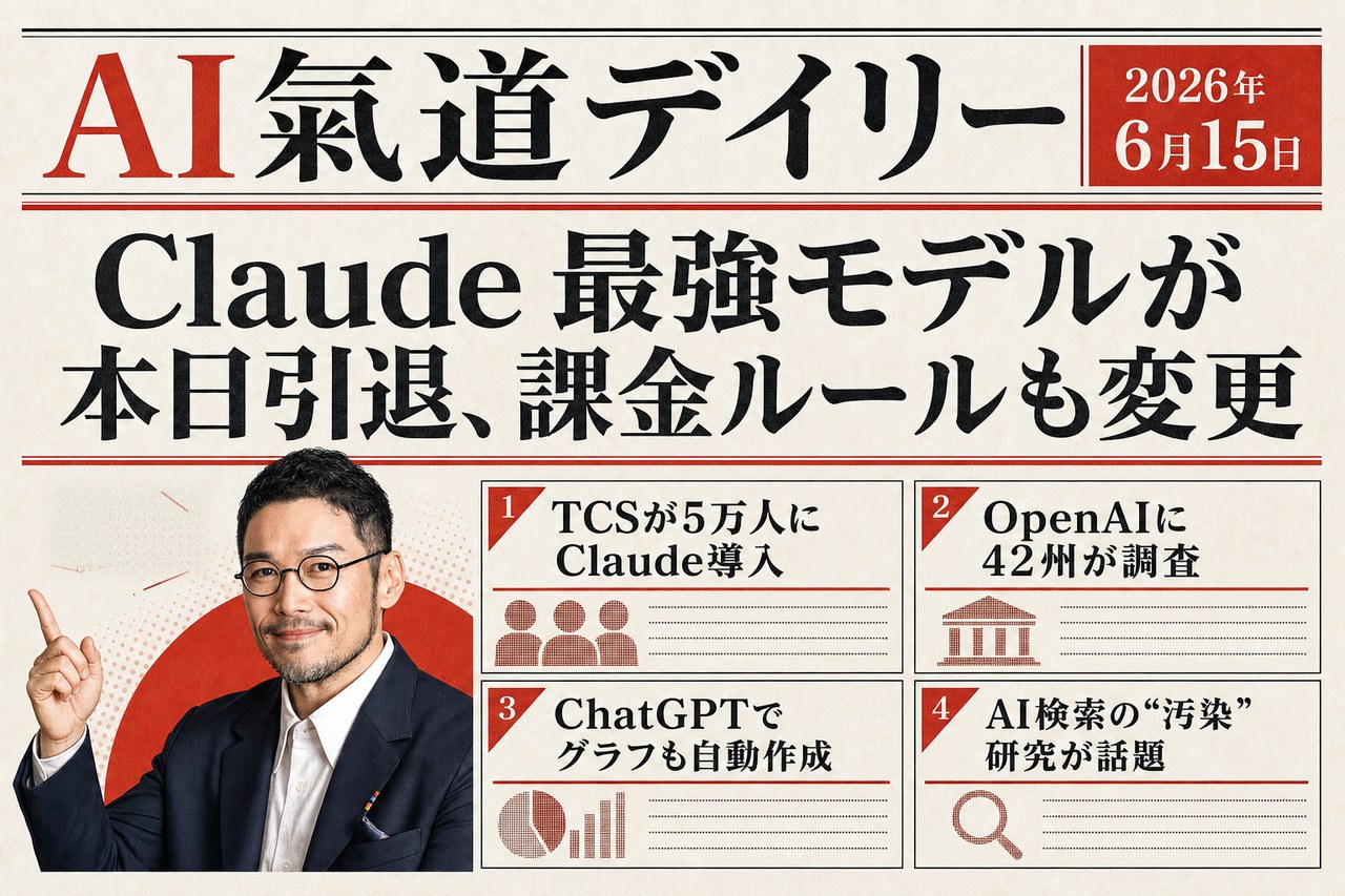 6月15日からClaudeが変わる 旧モデル引退の新聞風図