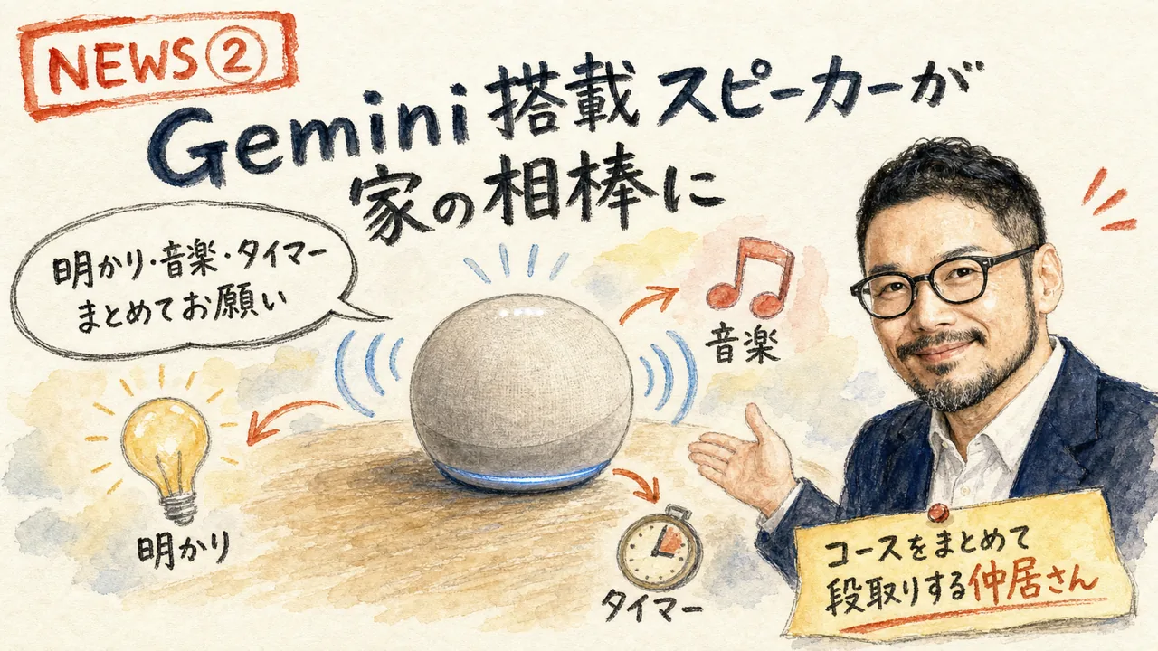 Gemini搭載の新型Google Home Speakerが発表されたニュースの図解