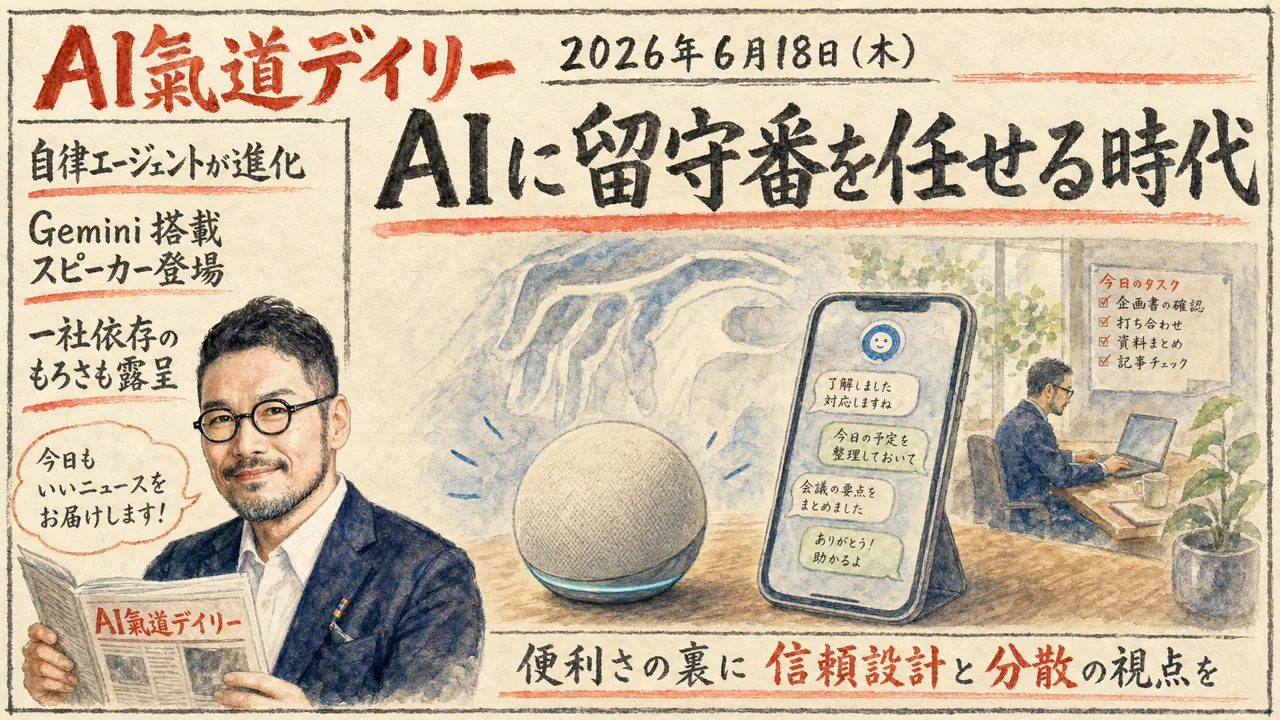 留守番AIとGemini Claude障害の新聞風ニュース図