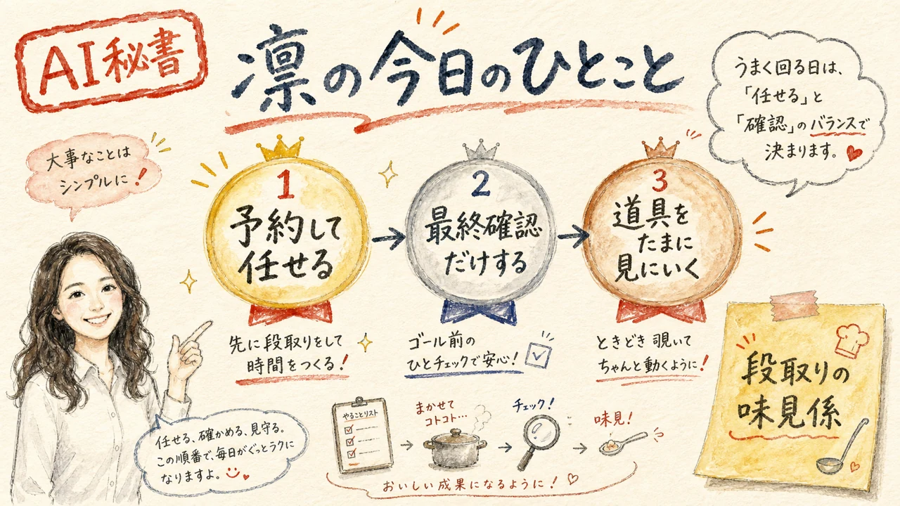 AI秘書の凛が今日の要点をまとめる図解