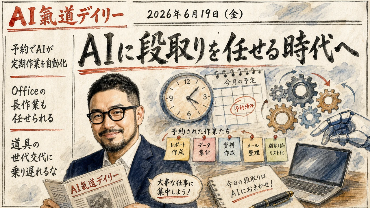 AIに定期作業を予約して任せる ChatGPT・Copilot自律化の図