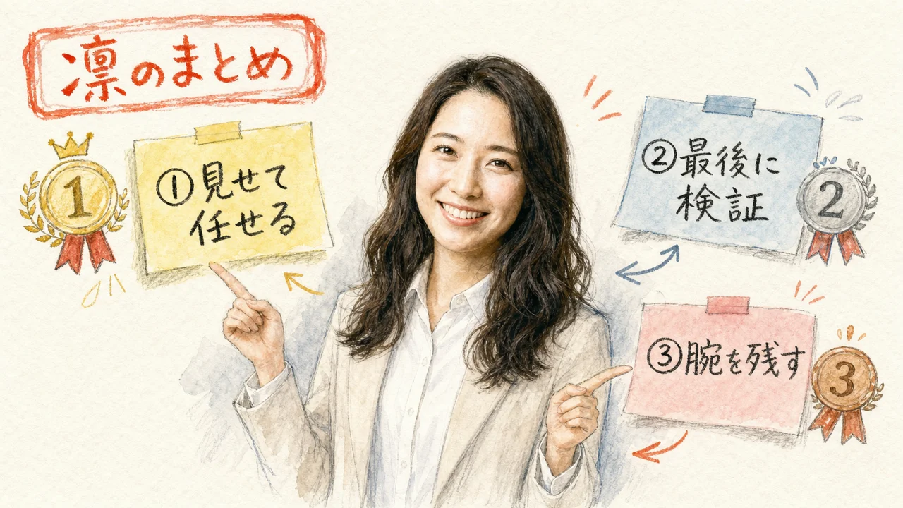AI秘書の凛が今日の要点をまとめる図解