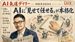 AIに見せて任せるが本格化した2026年6月22日のAIニュース新聞風アイキャッチ