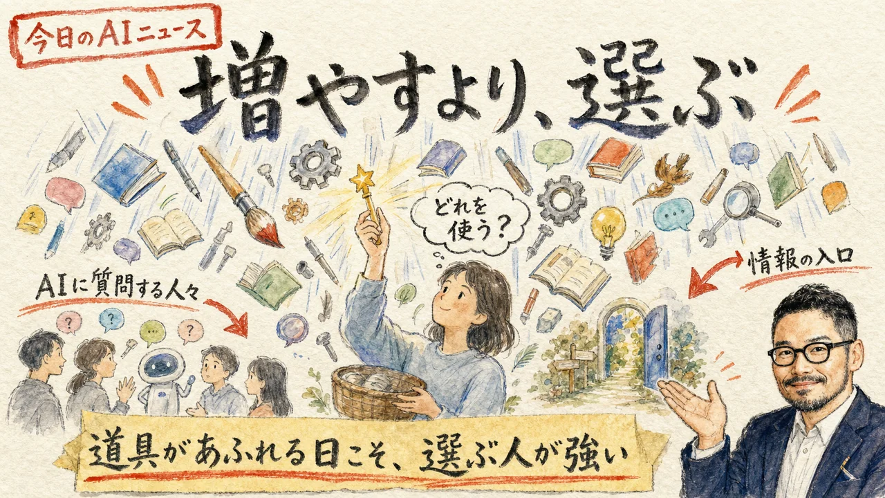 AIが情報の入口に 選ぶ力と任せる線引きが問われる図