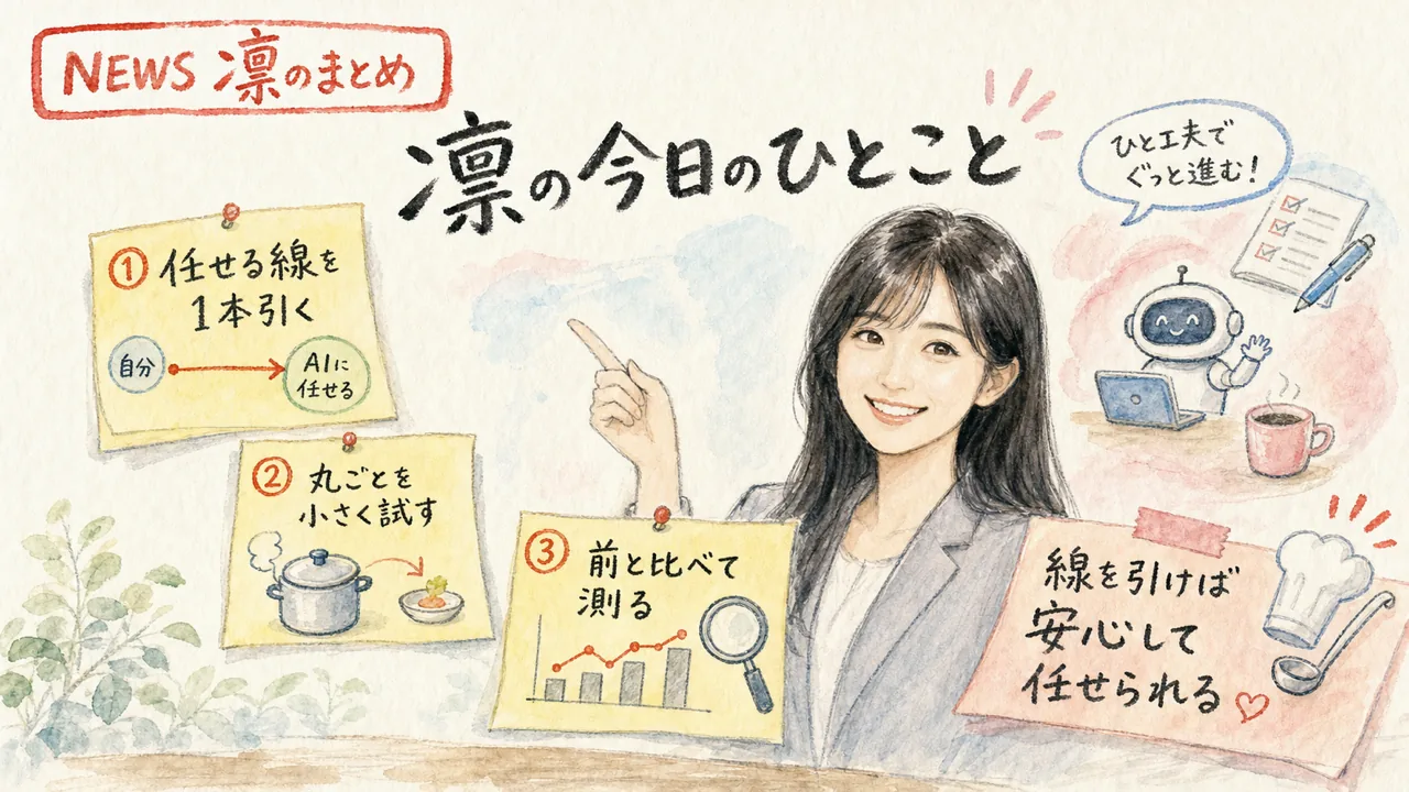 AI秘書の凛が今日の要点と今週やる順位をまとめる図解