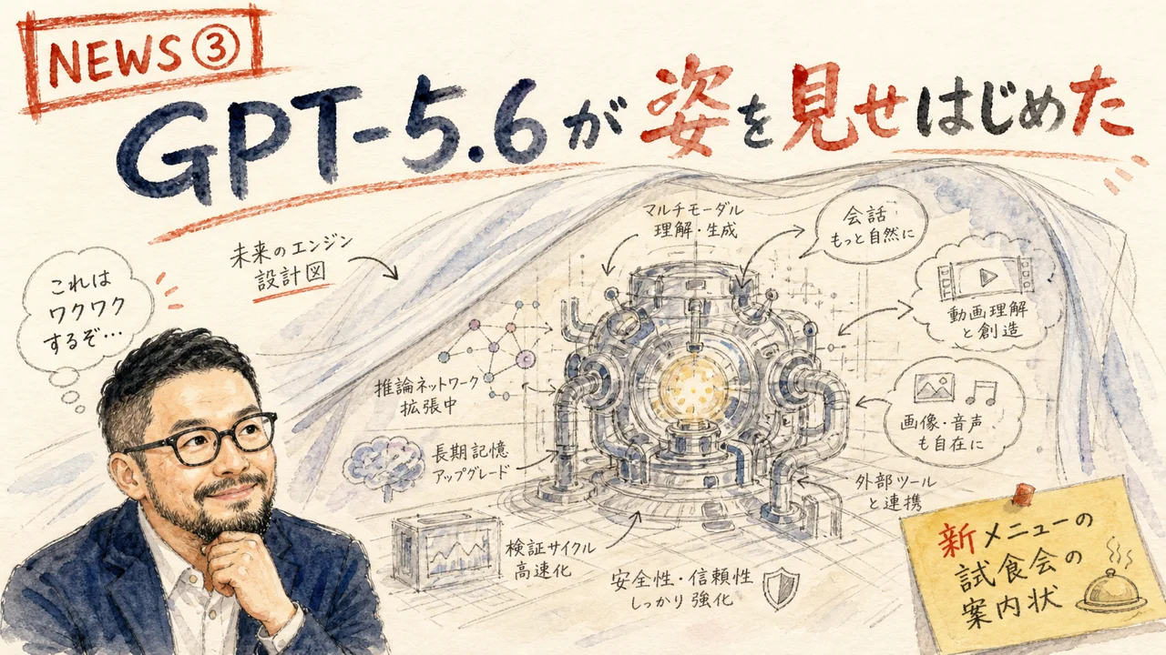 GPT-5.6のプレビュー公開を伝えるグラレコ