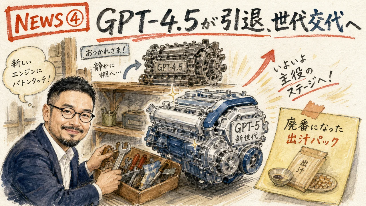 GPT-4.5引退とモデル世代交代のグラレコ