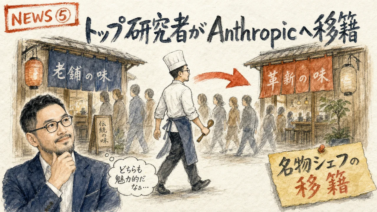 トップ研究者のAnthropic移籍と人材移動のグラレコ