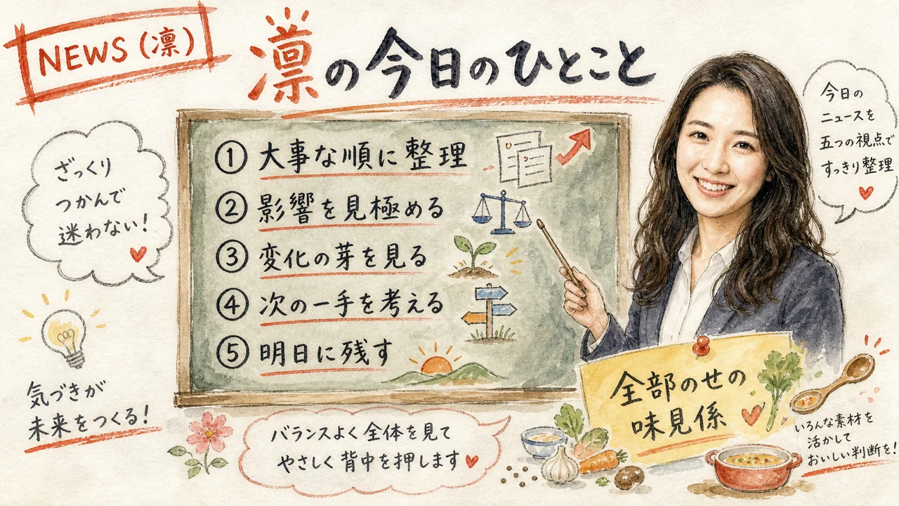 AI秘書・凛が今日の話題をまとめるグラレコ