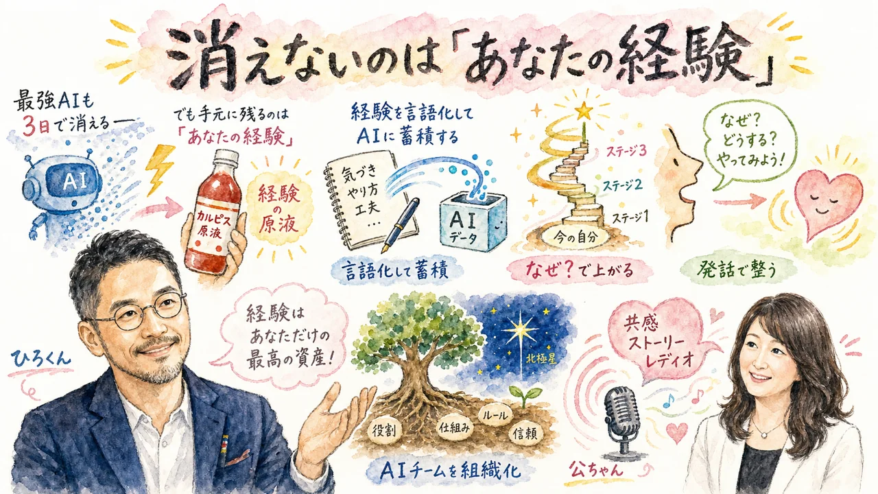 消えないのは経験という原液 共感ストーリー×AIの図