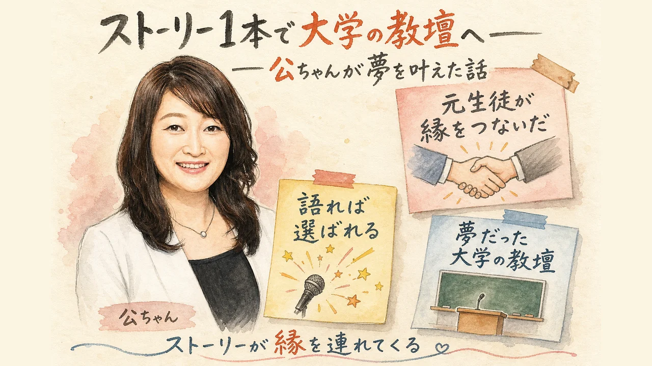 ストーリー1本で大学の教壇へ｜公ちゃんの実体験図解