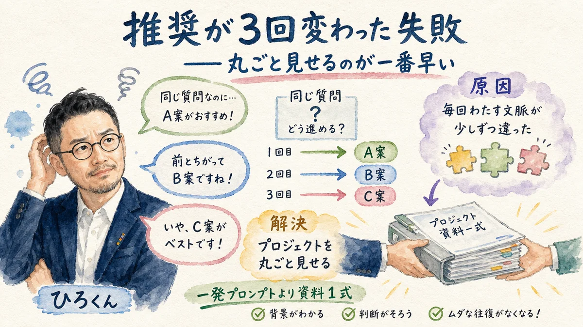 推奨が3回変わった失敗とプロジェクト丸ごと見せる解決の水彩グラレコ
