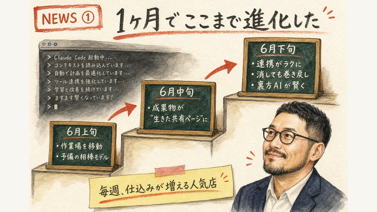 Claude Codeが週次で進化していく全体像のグラフィックレコーディング図解