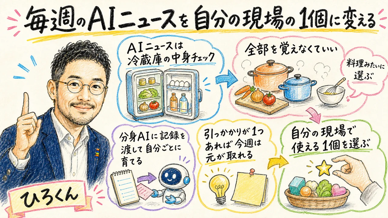ひろくんコラム：毎週のAIニュースを自分の現場の1個に変える