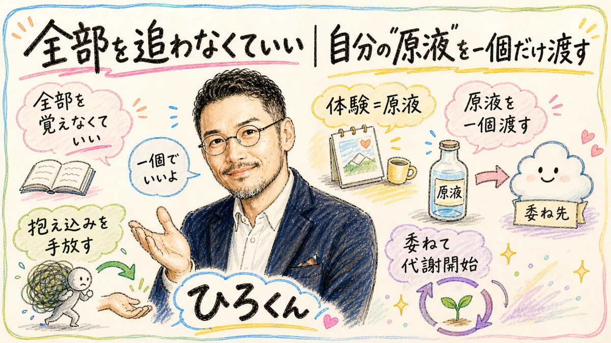 ひろくんコラム:全部を追わなくていい。原液を一個だけ渡す