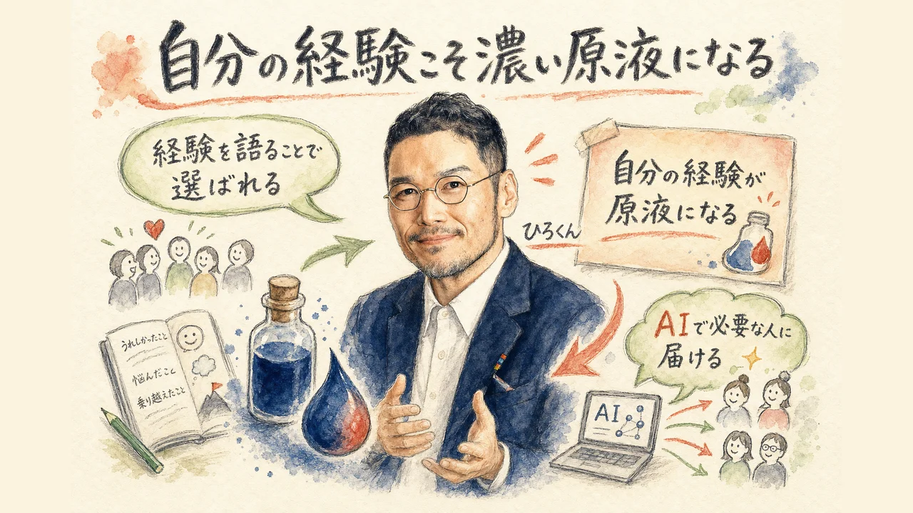 自分の経験こそ濃い原液になる図解(ひろくん)