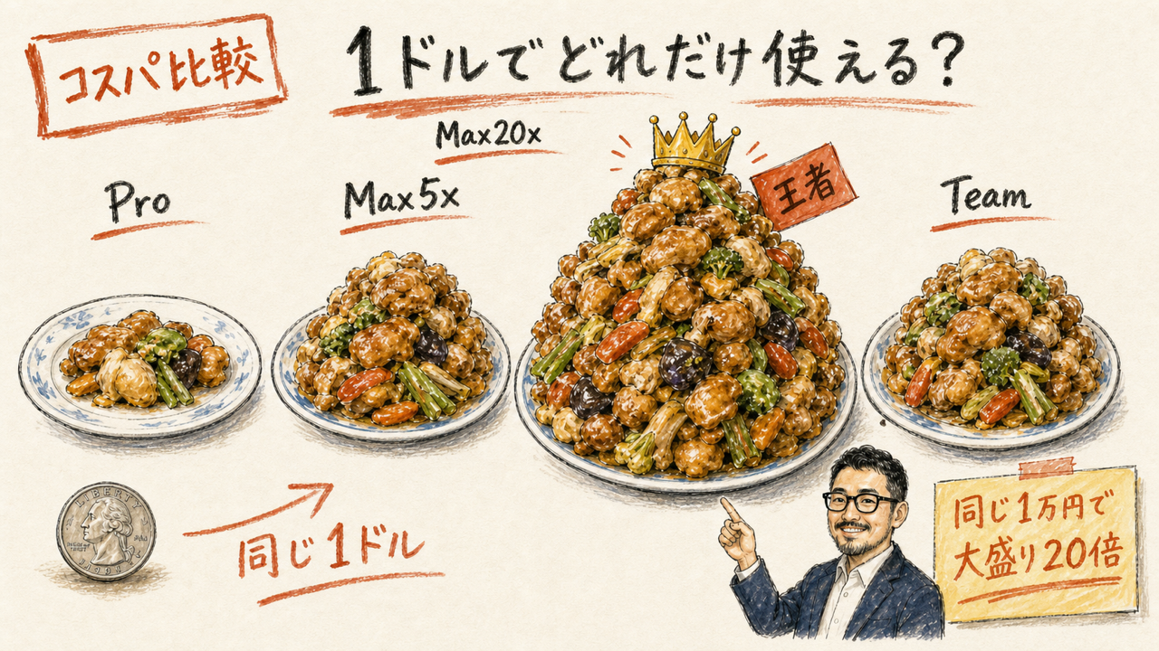 Claudeプランのコスパ比較図解