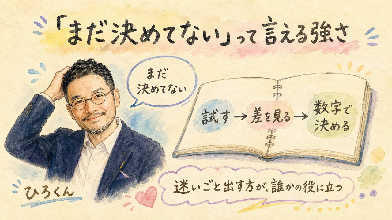 まだ決めてないって言える強さ——試して、差を見て、数字で決める