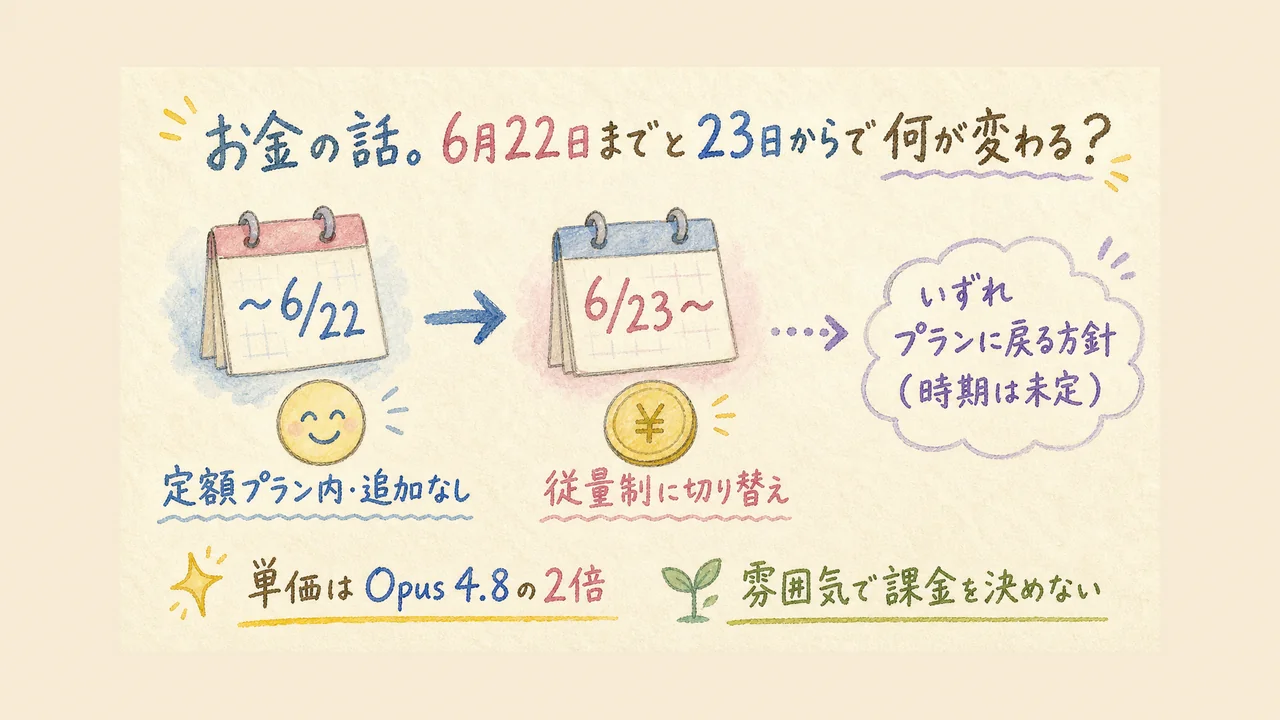 Fable 5のお金の流れ3段階——6月22日まで定額内、23日から従量制