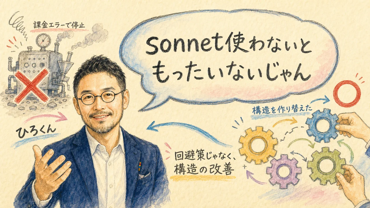 sonnet使わないともったいないじゃん——回避策じゃなく構造の改善