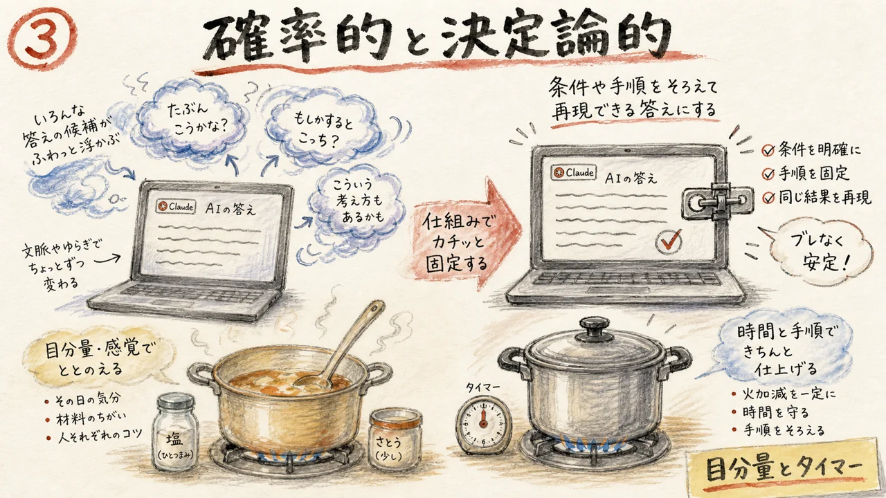 確率的と決定論的