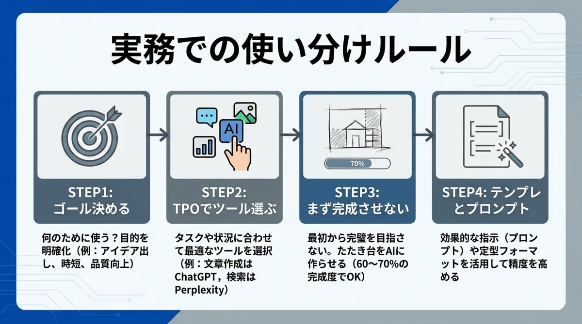 AIスライドツール実務での使い分けルール - グラレコ図解
