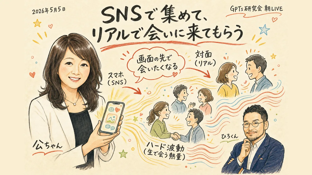 SNSで集めてリアルで会いに来てもらう｜AI時代も変わらないハード波動（グラフィックレコーディング）