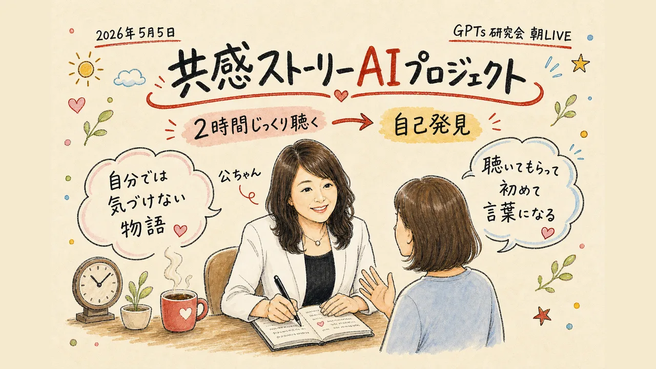 共感ストーリーAIプロジェクト｜2時間インタビューが自己発見に変わる（グラフィックレコーディング）