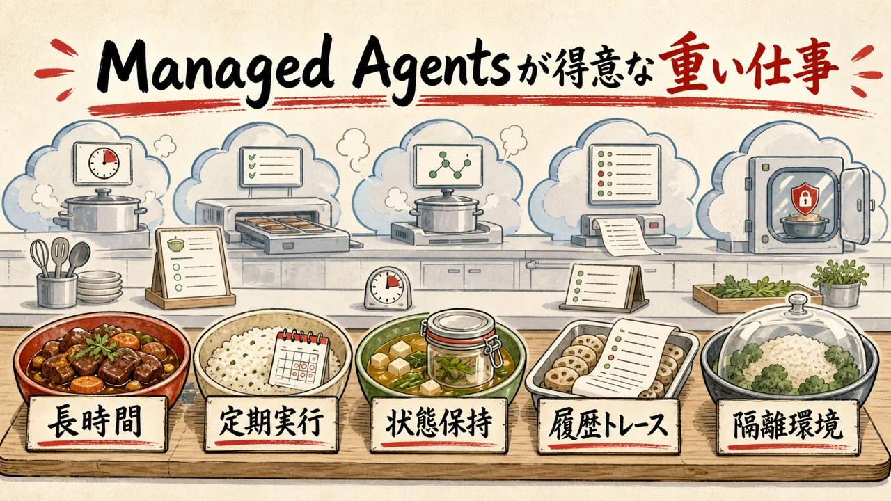 Managed Agents が得意な長時間 定期 状態保持 履歴 隔離環境の仕事