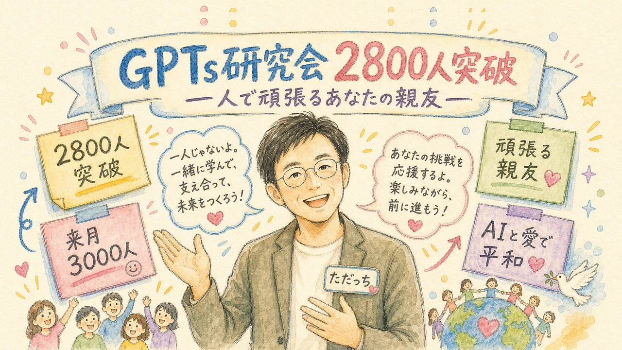 GPTs研究会2800人突破と一人で頑張るあなたの親友 ただっち