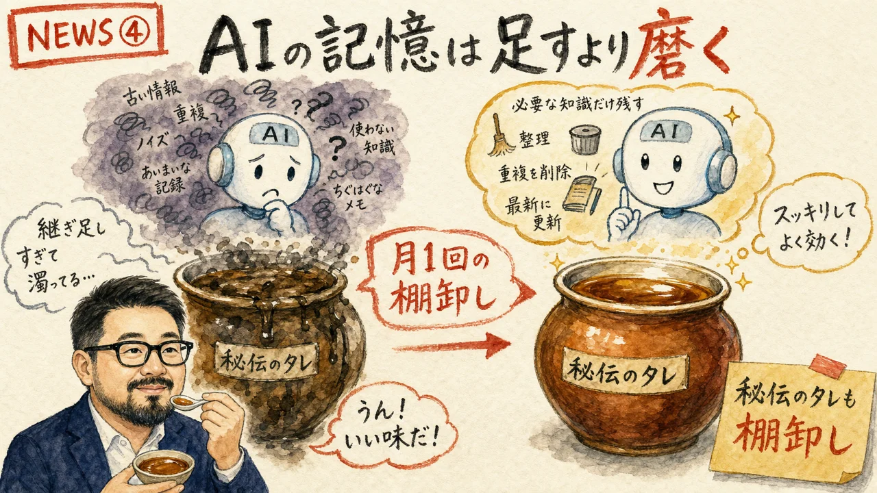 AIのメモリ機能は足すより磨く Writer研究（図解）