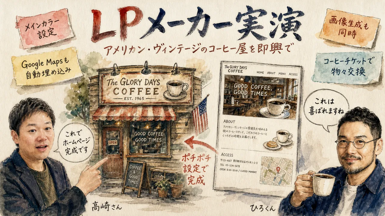 アメリカン・ヴィンテージ風コーヒー屋のLPを実演する画面