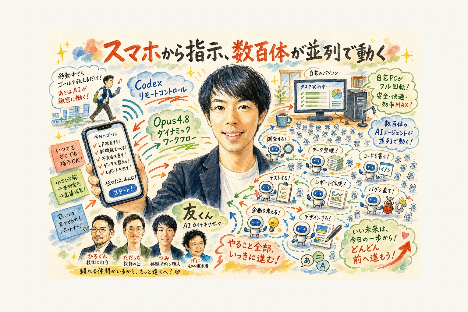 Codexリモートコントロールとマルチエージェント並列のグラレコ