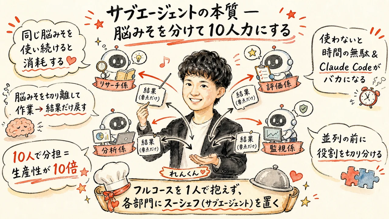 サブエージェントは脳みそを分けて10人力にする