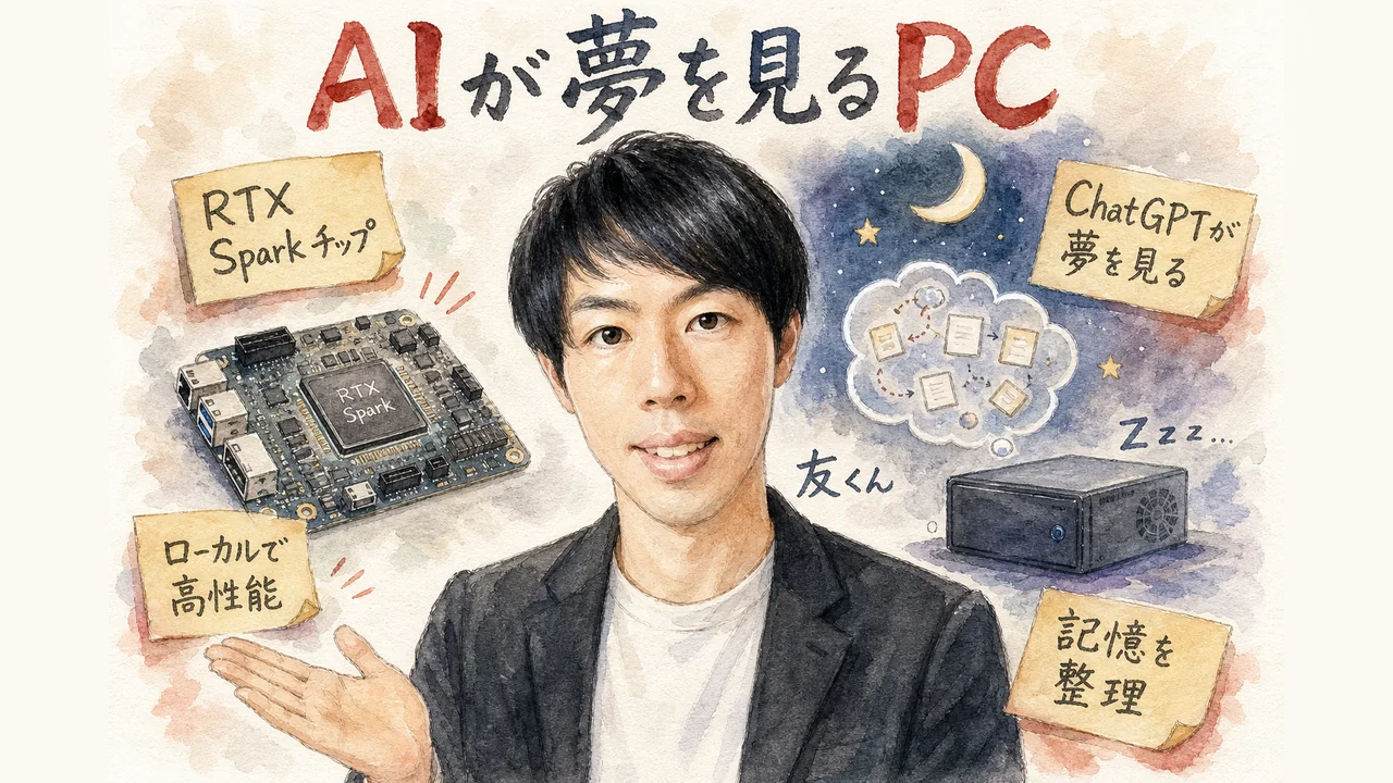 友くんが解説するNVIDIA RTX Sparkチップ搭載PCと、ChatGPTが夢を見るメモリ機能アップデートの図解