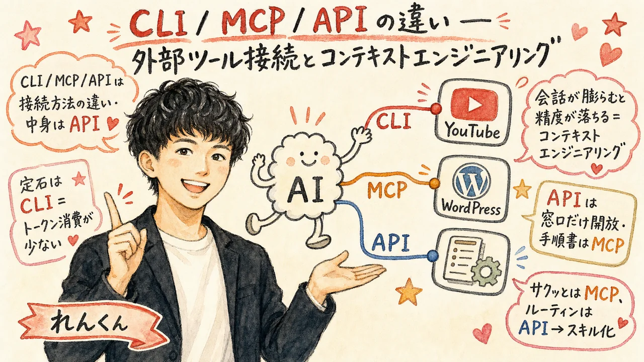 CLIとMCPとAPIの違い 外部ツール接続とコンテキストエンジニアリング
