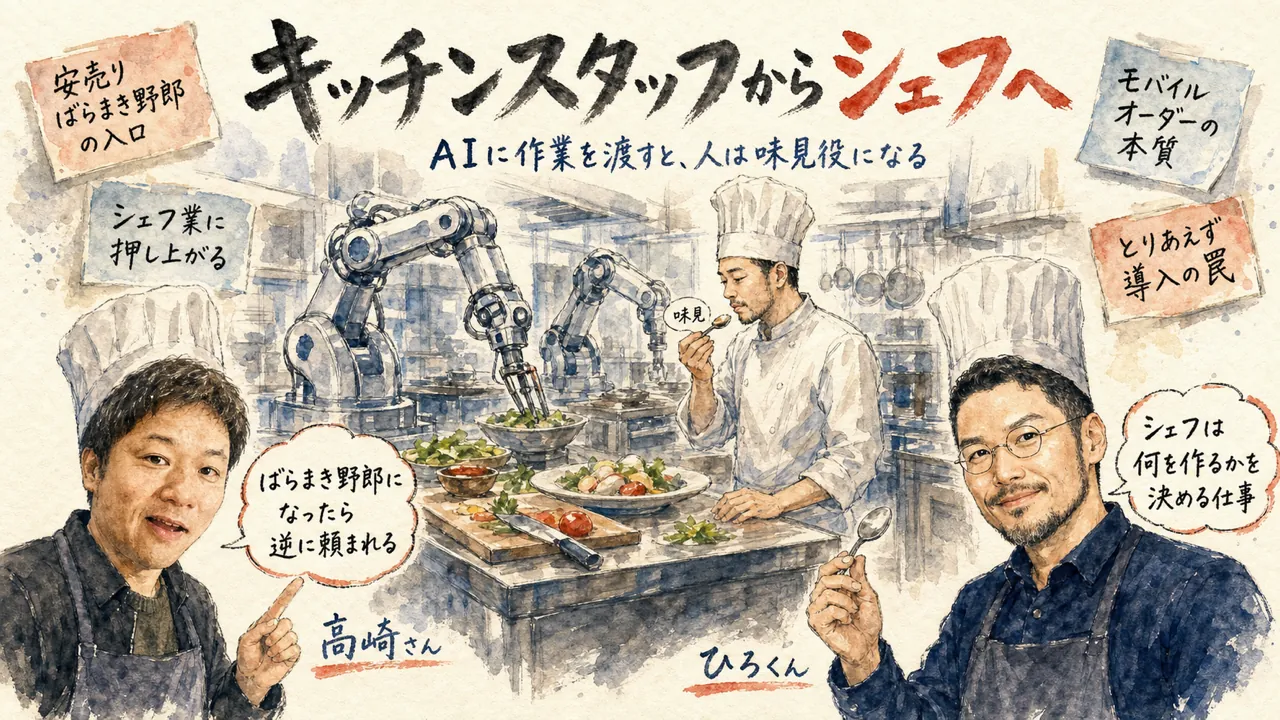 AIで作業を任せ、人間は方向づけと味見に集中する役割分担