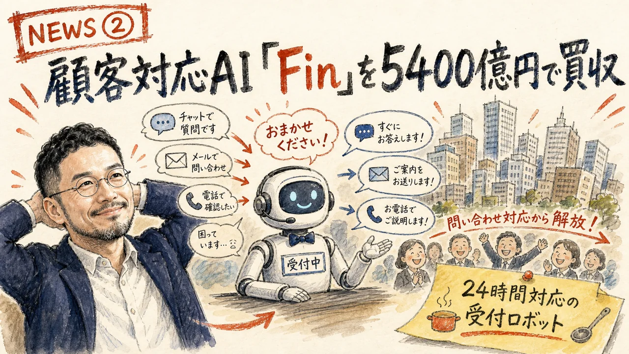 Salesforceが顧客対応AI Fin（旧Intercom）を買収するニュースの図解